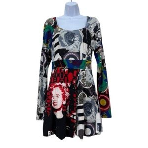 Forla Paris Abstract Pop Art Long Sleeve Dress – size small